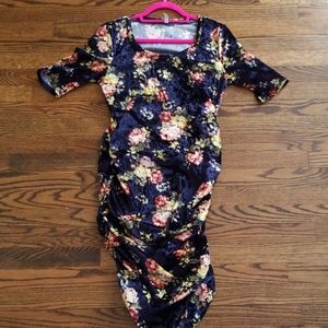 Crushed velvet maternity bodycon dress